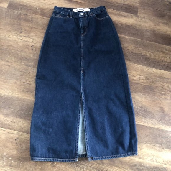 GAP Skirts Gap Long Denim Jean Aline Skirt Dark Blue 5pocket Front
